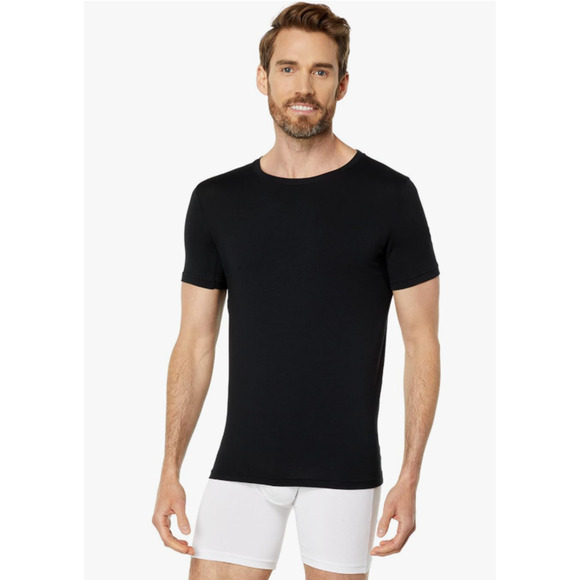SPANX Mens Zero Sculpt Crewneck T-shirt XL Classic Black Cotton & Modal NWT - Picture 1 of 11